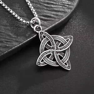 Stainless Steel Celtic Knot Pendant Necklace - Etched Design #1521